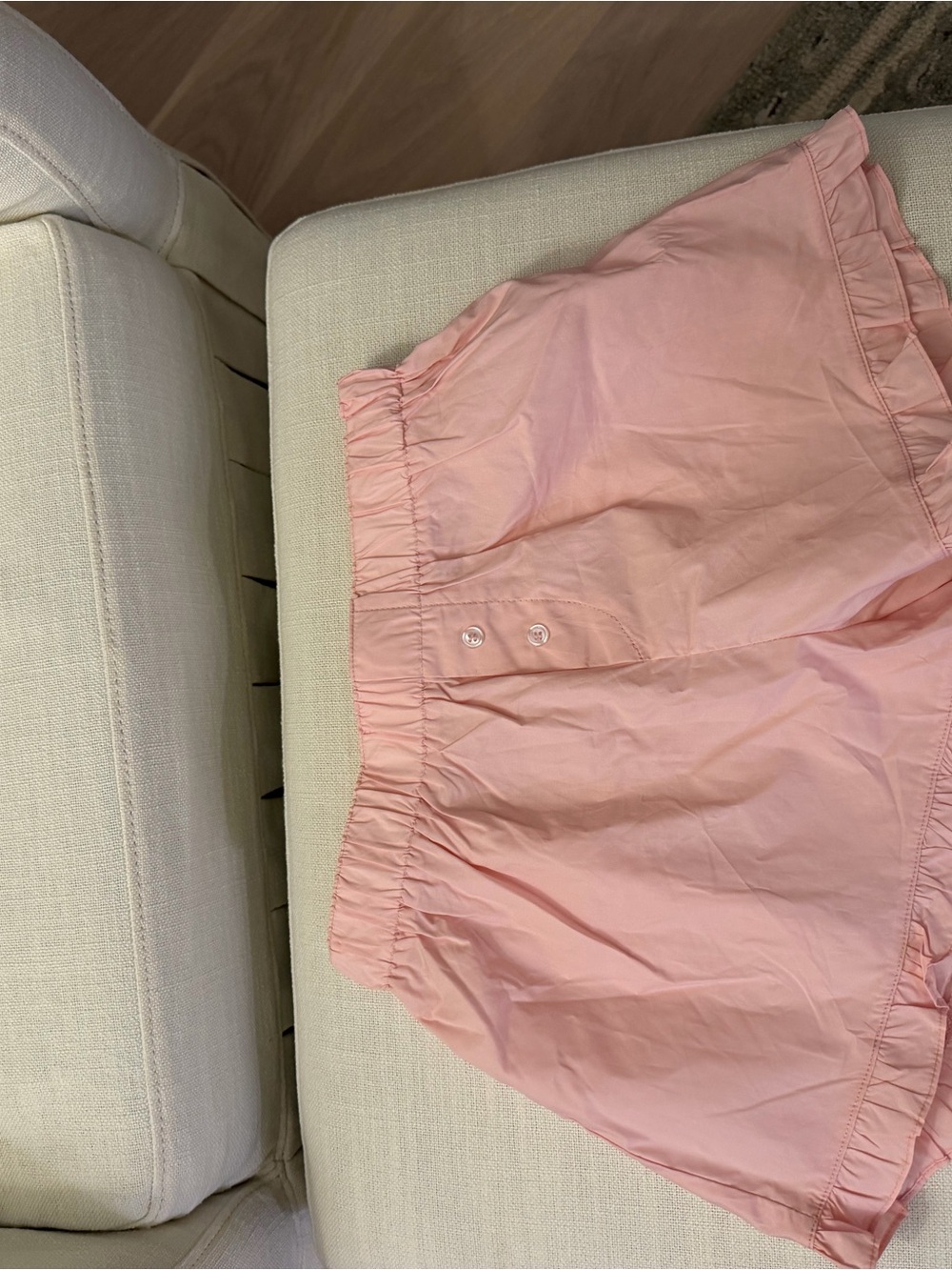 High-Waist Pink Elastic Shorts with Button Detail